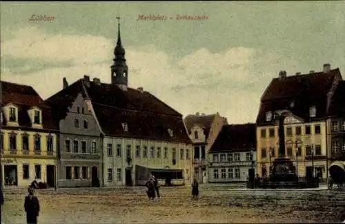 Ak Lübben im Spreewald, Marktplatz, Rathausseite