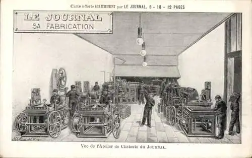 Künstler Ak Le Journal, Its Manufacturing, Atelier de Clicherie, Druckwerkstatt