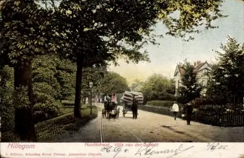 Ak Hillegom Südholland Niederlande, Hoofdstraat, Villa van der School, Kutsche