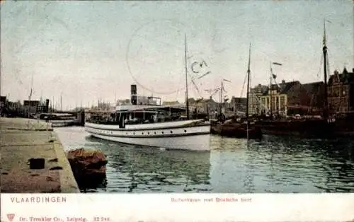 Ak Vlaardingen Südholland, Außenhafen mit Briel-Boot