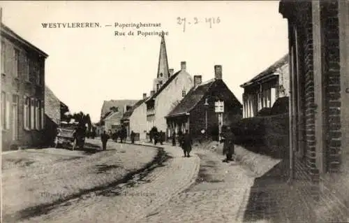 Ak Westvleteren Vleteren Westflandern Belgien, Route de Poperinghe, Kirche