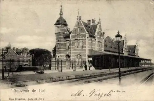 Ak Hal Flämisch Brabant Flandern, Bahnhof