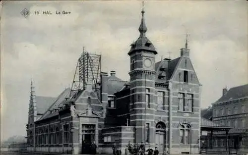 Ak Hal Flämisch Brabant Flandern, Bahnhof