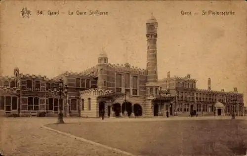 Ak Gand Gent Ostflandern, Saint Pierre Bahnhof