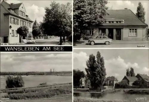 Ak Wansleben Seegebiet Mansfelder Land Sachsen Anhalt, Gemeinderat, Bahnhof, Teilansicht, Körnersee