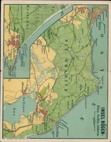 Klapp Landkarten Ak Ostseebad Göhren auf Rügen, Schlucht, Gasthof