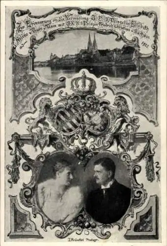 Ak Regensburg, Vermählung Prinzessin Elisabeth von Thurn & Taxis mit Friedrich Christian von Sachsen