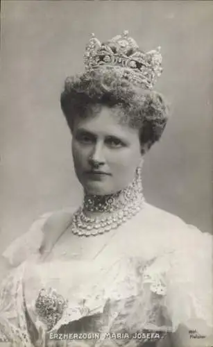 Ak Erzherzogin Maria Josefa von Sachsen, Portrait, Krone, Halskette, Schmuck