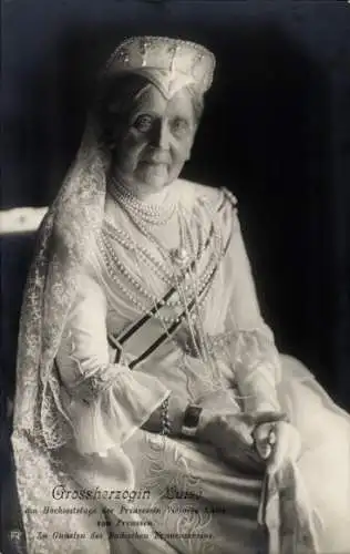 Ak Großherzogin Luise von Baden, Potrait, Hochzeitstag der Prinzessin Victoria Luise von Preussen