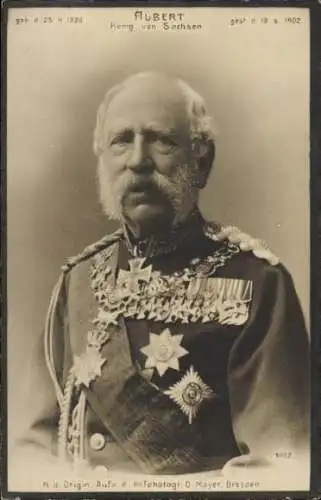 Ak König Albert von Sachsen, Portrait in Uniform, Orden