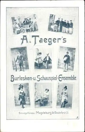 Ak A. Taeger's-Burlesken- und Schauspiel-Ensemble, Künstler