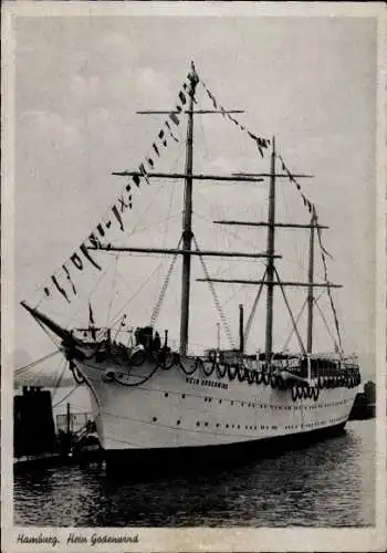 Ak Hamburg, Hafen, Segelschiff Hein Godenwind, schwimmende Jugendherberge