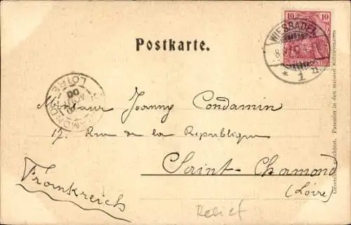 Relief Ak Mainz am Rhein, Totalansicht, Dampfer