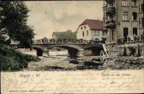 Ak Hagen in Westfalen, Volmepartie, Brücke