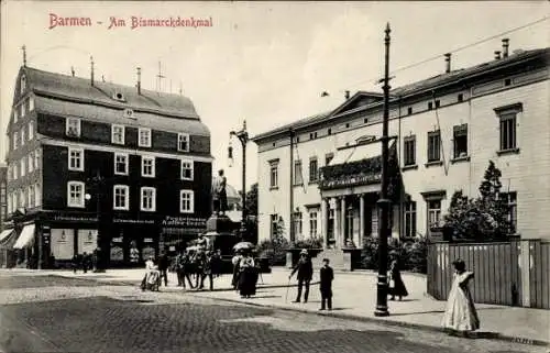 Foto Ak Barmen Wuppertal, Amtshaus, Bismarckdenkmal