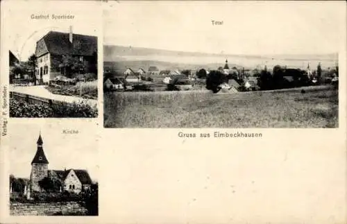 Ak Eimbeckhausen Bad Münder am Deister, Gesamtansicht, Kirche, Gasthof Sporleder