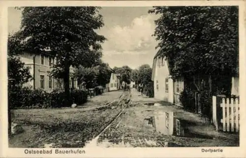 Ak Chłopy Bauerhufen Pommern, Straßenpartie