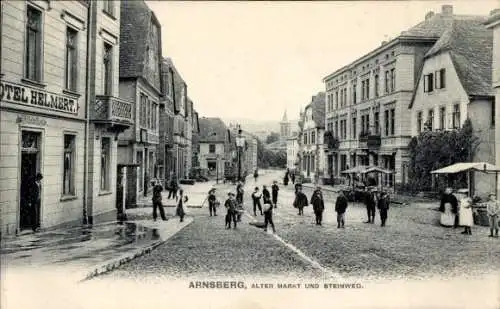 Ak Arnsberg im Sauerland Westfalen, Alter Markt, Steinweg, Hotel Helmert