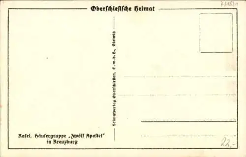 Künstler Ak Rasel, Kluczbork Kreuzburg Schlesien, Häusergruppe Zwölf Apostel