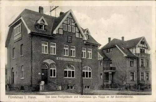 Ak Fürstenau im Landkreis Osnabrück, Neues Postgebäude, Wohnhaus Ign. Hegge, Bahnhofstraße