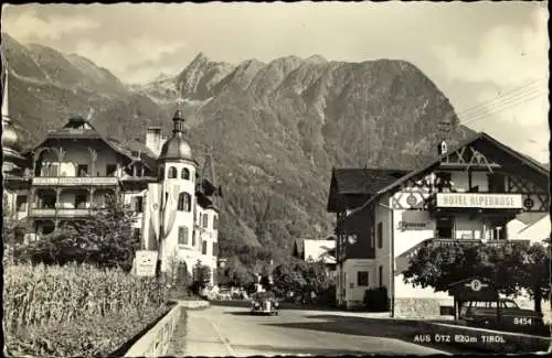 Ak Oetz Ötz in Tirol, Ortspartie, Hotel Alpenrose, Gebirge