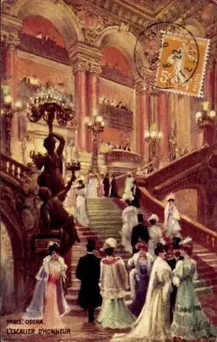 Künstler Ak Paris IX Opera, die Große Treppe