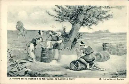 Ak Der Reisanbau zur Herstellung von Remy Starch, Baling