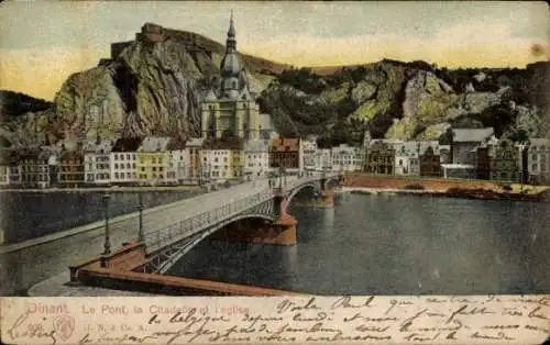 Ak Dinant Wallonien Namur, Brücke, Zitadelle, Kirche