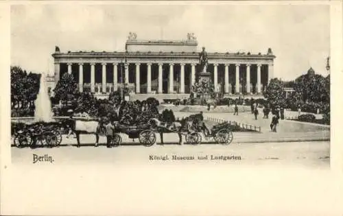 Ak Berlin, königliches Museum, Lustgarten, Kutschen