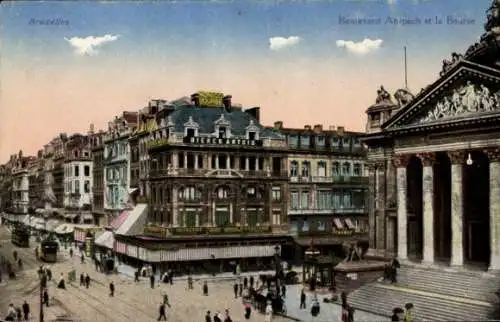 Ak Brüssel Belgien, Boulevard Anspach und die Börse