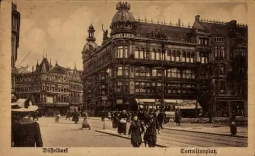 Ak Düsseldorf am Rhein, Corneliusplatz, Hotel Fürstenhof, Straßenbahn, Cornelius