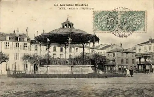 Ak Toul Meurthe et Moselle, Place de la Republique, Pavillon