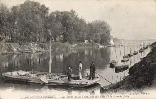 Ak Levallois Perret Hauts de Seine, Ufer der Seine, Ile de la Grande Jatte