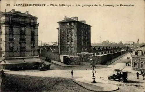 Ak Levallois Perret Hauts de Seine, Place Collange, Die Garagen der Compagnie Francaise