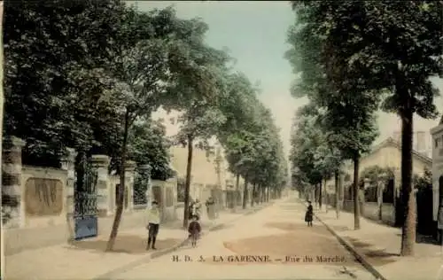 Ak La Garenne Colombes Hauts de Seine, Rue du Marché