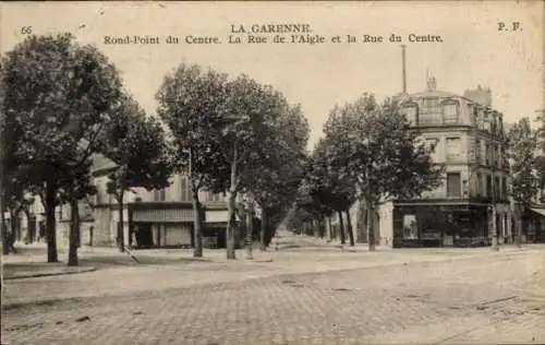 Ak Garenne Hauts de Seine, Rond Point du Centre, Rue de l'Aigle und Rue du Centre