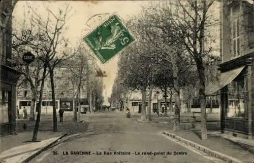 Ak La Garenne Colombes Hauts de Seine, Rue Voltaire, Rond-Point du Centre