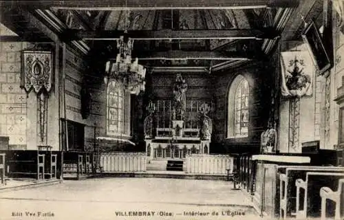 Ak Villembray Oise, Innenraum der Kirche