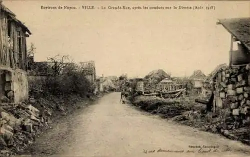 Ak Ville Oise, Grande Rue 1918
