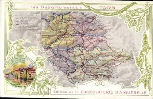 Landkarten Ak Tarn, Edition de la Chocolaterie d'Aiguebelle, Albi, Stadt