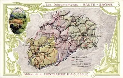Landkarten Ak Haute Saône, Edition de la Chocolaterie d'Aiguebelle, Gasthaus, Vesoul