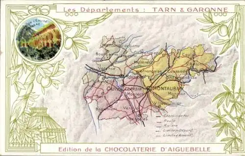 Landkarten Ak Tarn et Garonne, Edition de la Chocolaterie d'Aiguebelle, Montauban