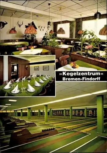 Ak Findorff Bürgerweide Bremen, Kegelzentrum, Inh. Helmut Völkl, Kegelbahn, Speisesaal