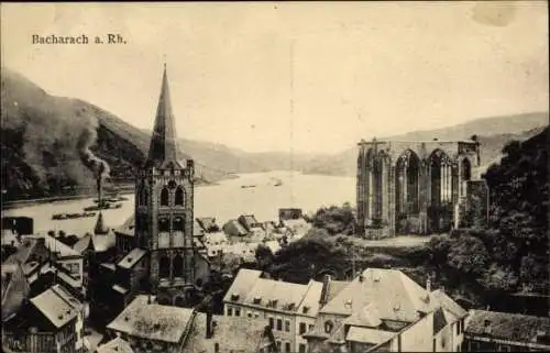 Ak Bacharach am Rhein, Teilansicht, Kirche