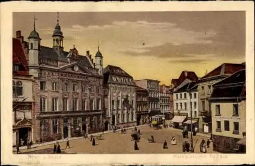 Ak Neuss am Rhein, Marktplatz mit Rathaus