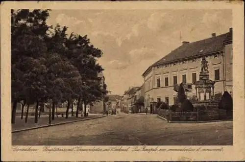 Ak Germersheim am Rhein, Hauptstraße, Kommandantur, Denkmal