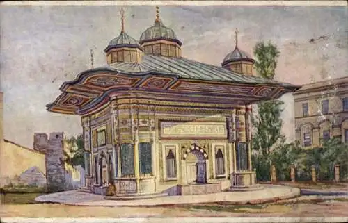 Künstler Ak Istanbul Türkei, Sultan Ahmed III. Brunnen