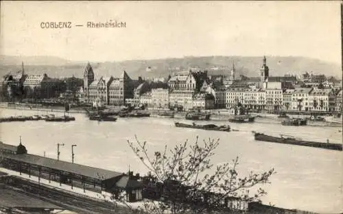 Ak Koblenz am Rhein, Rheinansicht, Schiffe