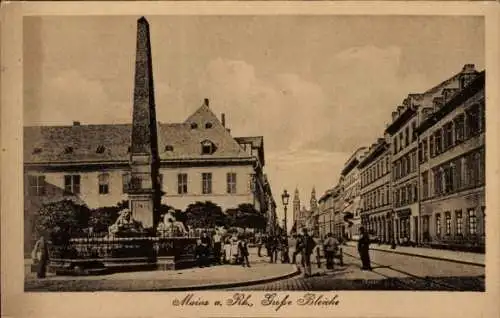 Ak Mainz am Rhein, Große Bleiche, Denkmal