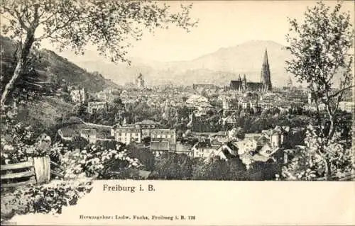 Ak Freiburg im Breisgau, Panorama, Münster